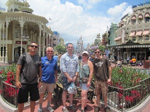 In July, the chapter's Young AFCEANs tour Disney World to learn about its use of technology. From l-r are Jamie Montenegro, chapter president of the Young AFCEANs; Lt. Col. Alan Chubb, USAF, chapter chair for membership; Aaron Utsler, Young AFCEAN member; Patti Botteicher, Young AFCEAN member; and Kyle Schemitsch, Young AFCEAN member.